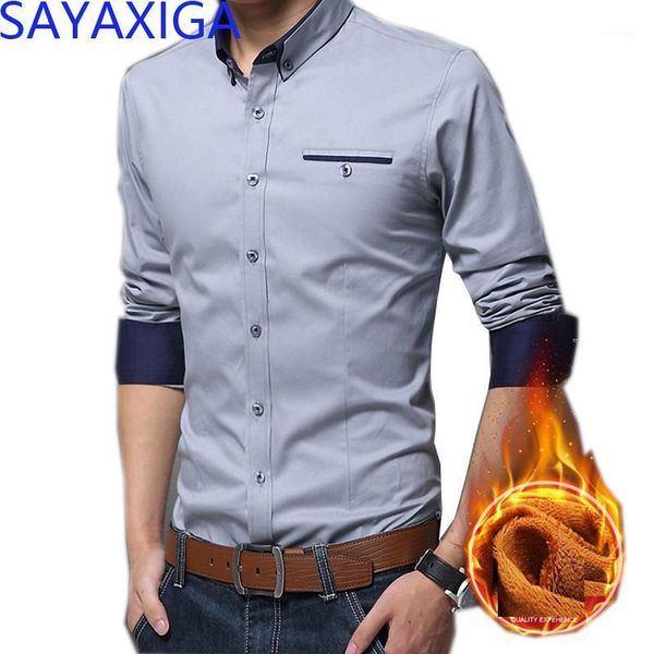 

2020 new arrival winter warm fleece shirt for men business leisure casual blouse turn down collar long sleeves slim fit 5xl1, White;black