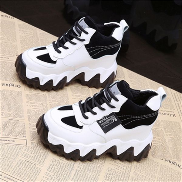 

2021 new spring for height chunky fashionable increasing thick soles women's shoes 9cm qvrz, Black;white