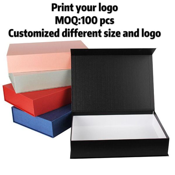 

1pcs gift box paper boxes plain paperboard logo luxury white/brown/black/silver paper box jewelry ring packaging custom
