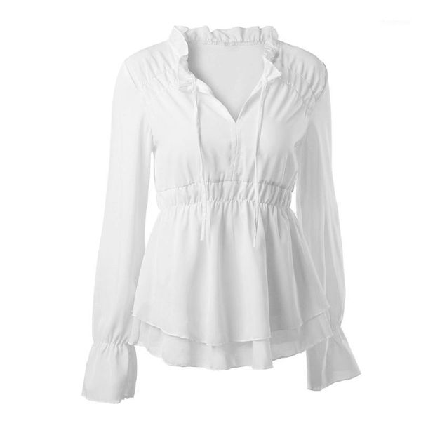 

womens and blouses flare sleeve shirt summer blouse plain loose shirts ladies shirts1, White