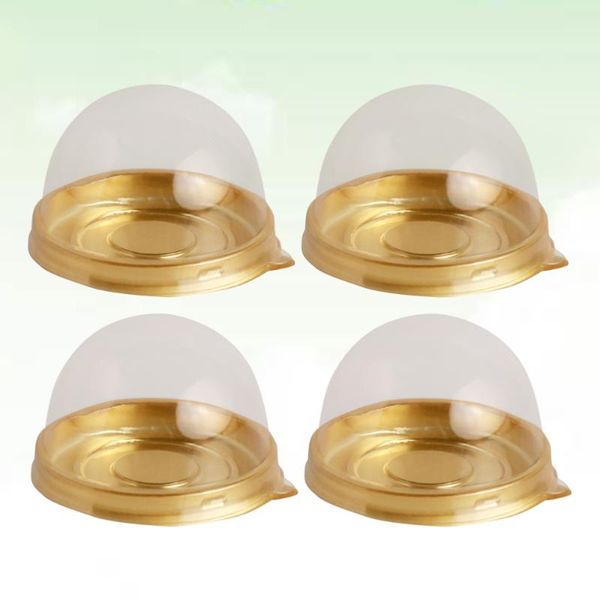 

50pcs round egg-yolk puff mooncake box transparent box packing (gold)