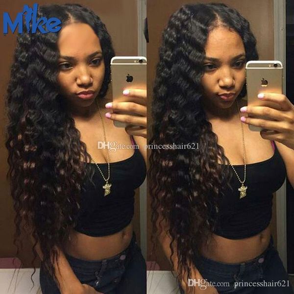 

mikehair brazilian malaysian indian peruvian human hair weave bundles factory curly hair weft 4pc deep wave remy human hair extensions, Black
