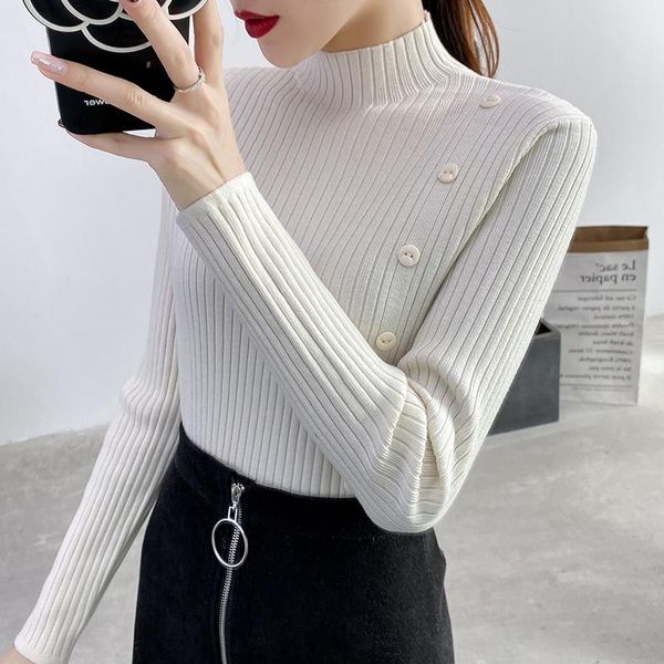 

women's sweaters 2021autumn and winter cashmere ladies sweater woman loose versatile pullover turtleneck, White;black