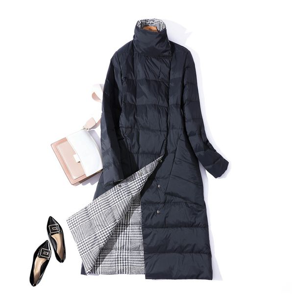 

new arrival womens down jacket fashion solid color europe and america style wear down jackets on both sides casual parkas s-4xl, Black