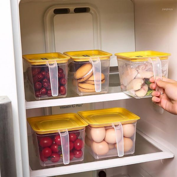 Recipientes de refrigerador de plástico conjunto transparente caixa de armazenamento empilhável cozinha de cozinha fruta selada ciclismo tampões máscaras