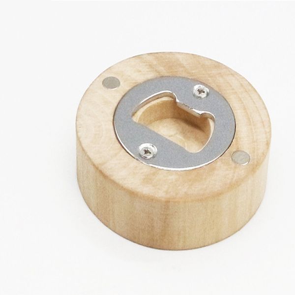 

can customize engraving logo blank diy wood round bottle opener coaster fridge refrigerator magnet decoration