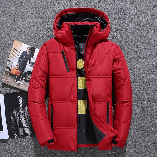 

2021 et men's short thickened white duck down winter youth leisure student coat solid color, Black