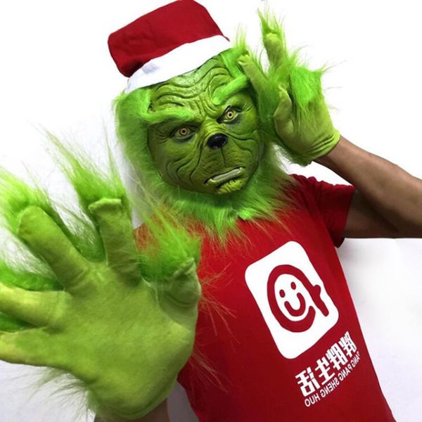

the santa how cosplay mask grinch stole christmas latex masks gloves prop