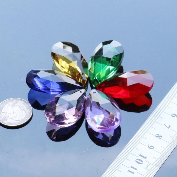 

6pcs lot mixed color group tear drop 38mm rainbow glass crystal prism diy pendant chandelier jewelry suncatcher spacer faceted h jllihy