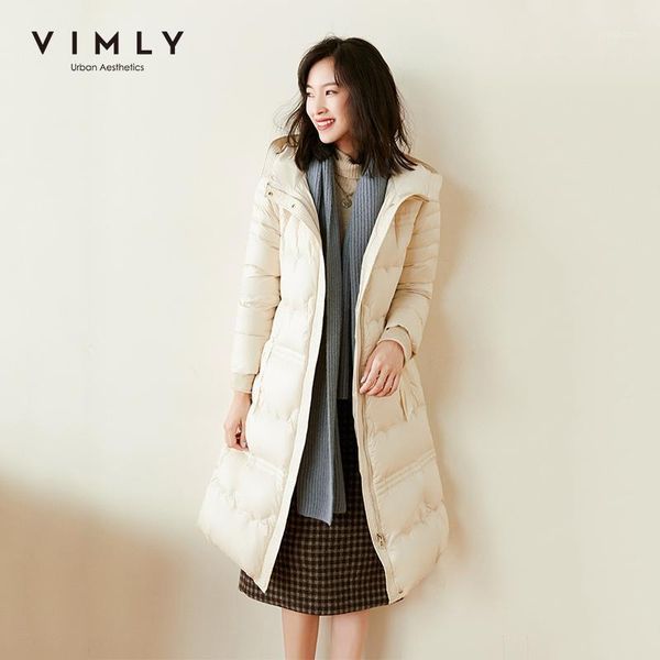 

vimly 2020 long winter coat fashion new women hooded down parka thick outwear warm jackets female padded coats doudoune 500281, Black