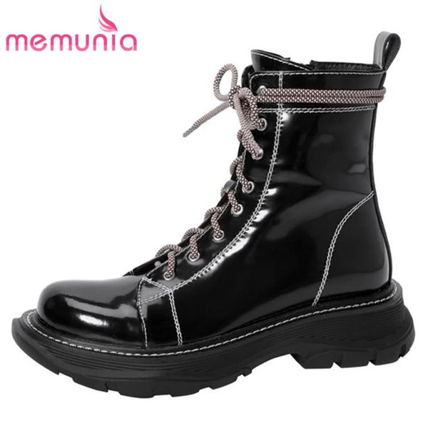 

memunia genuine leather shoes 2021 wool snow boots round toe low heel casual shoes comfortable winter ankle boots woman, Black