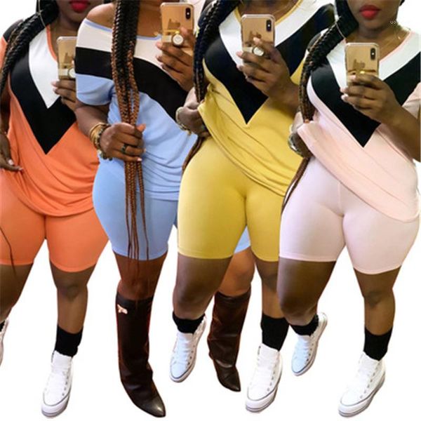 

designer female sports shorts sets women clothes women solid color stripes suits fashion short sleeve casual elasticity tracksuits, Gray