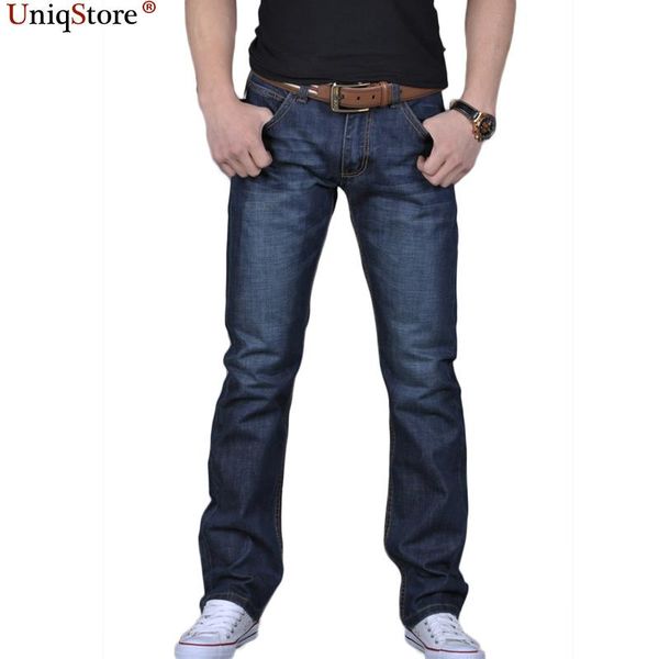 

uniqstore 2020 fashion spring-autumn men's casual pants blue stright slim fit jeans male casual denim distressed slim jeans