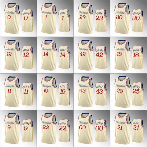 

филадельфия 76ers. мужские джоэл эммид бен симмонс джош ричардсон аль хорфорд крем тобиас харрис крем нба 2020 пользовательские джерси, Black