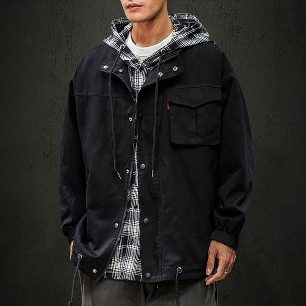 

New Personality Young People Clothes with Hood Men's Jacket S49p, Black;brown