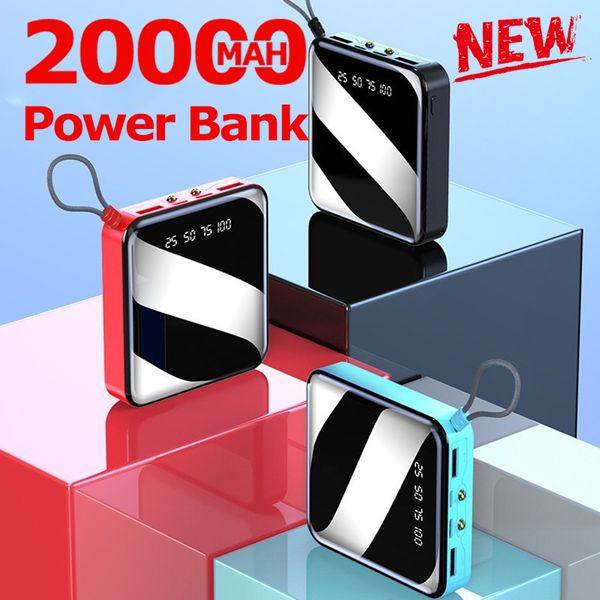 

20000mah mini power bank external battery digital display 2 usb portable dual led lighting fast charger phone battery ing