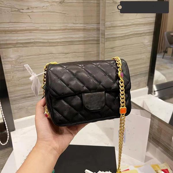 

french colorful gemstone chain flap bags black leather quilted luxury vintage mini outdoor sacoche designer handbag luxury ladies wallet sho