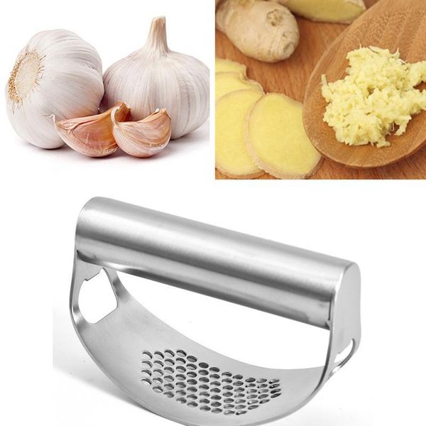 

portable durable curved stainless steel ginger squeezer masher multi-functional practical convenient garlic press chopper portab bbyzeo