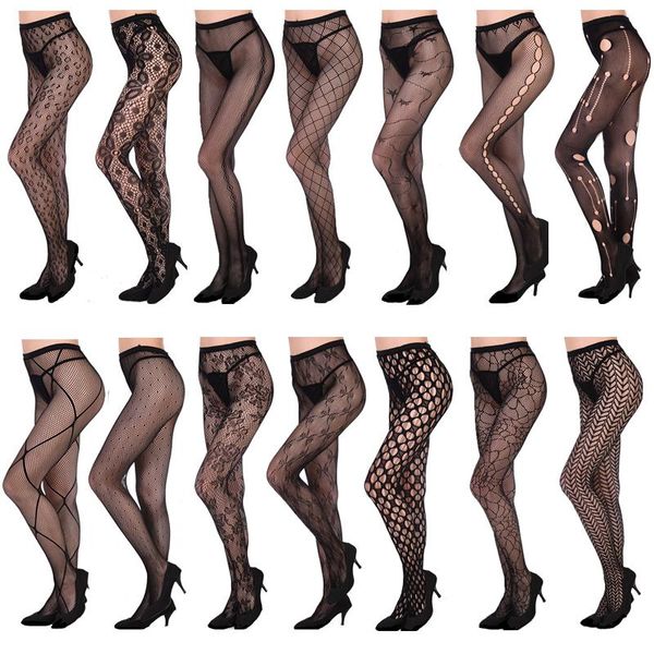 

hss hollow женщины out колготки sexy lady чулки сетка татуировка жаккард высоких ажурные вышивки transparent black lace колготки sqcvfq