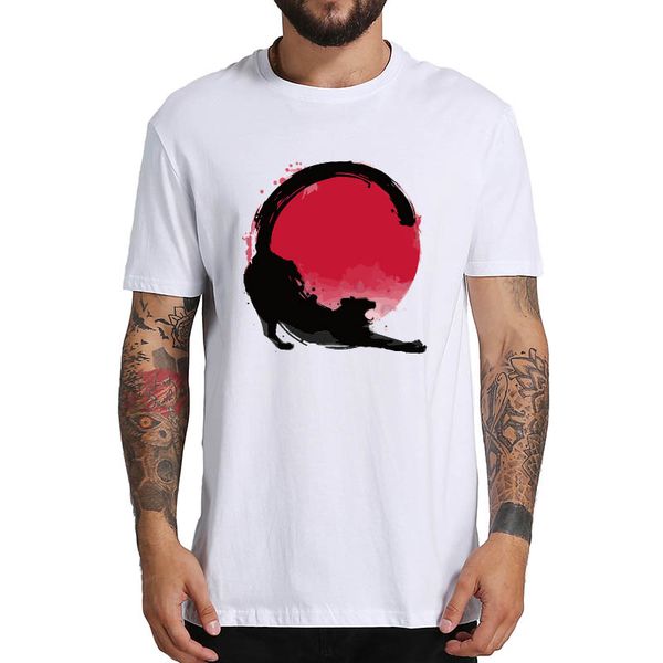 

sport the circle of stretch ink cat t shirt cool digital print cute animal tees 100% cotton t-shirt