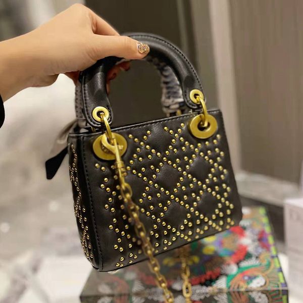 

designer rivet diamonds badge tote bag luxurys designers bags paris brand women nightclub party crossbody handbags genuine leather lady mini