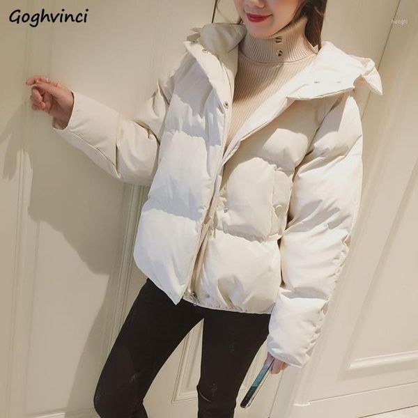 

short style parkas women solid simple hooded loose plus size 2xl all-match sweet girls fashion chic students leisure outwear new1, Black