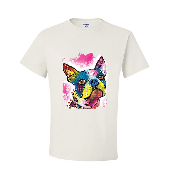 

sport 2019 fashion cotton tee shirt fashion colorful boston terrier dog t-shirt