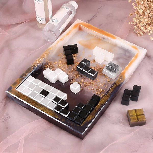 

diy crystal gutta percha russian square silica gel mirror hand creative storage box jewelry mold, Silver