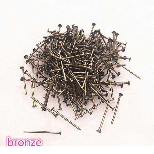 

new 200pcs/lot 22mm flat head pins dia 0.6-0.8mm gold/silver/bronze head pins for jewelry making acc qylttg