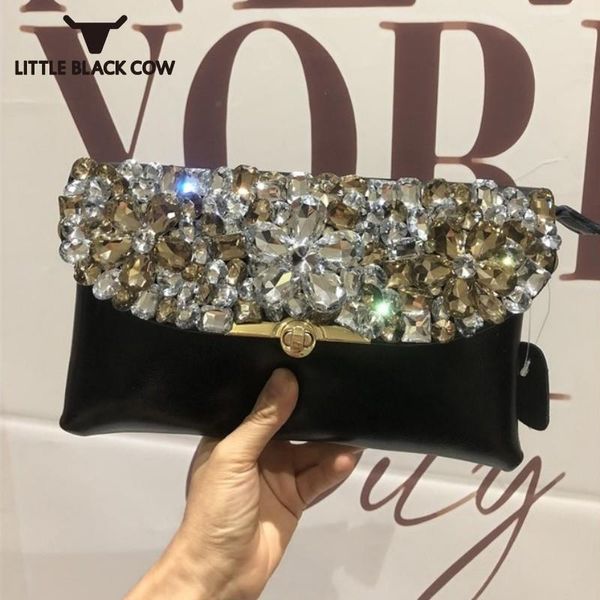 

women fashion shiny diamonds clutch handbag flap leather crossbody messenger bag ladies small crystal party packing shoulder bag