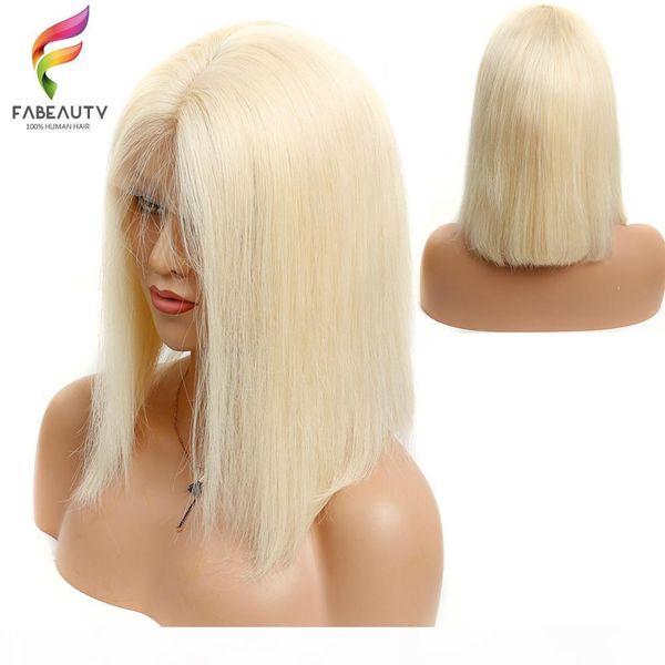

150% density lace front human hair wigs 613 blonde short bob straight lace wigs peruvian remy human hair pre plucked hairline, Black