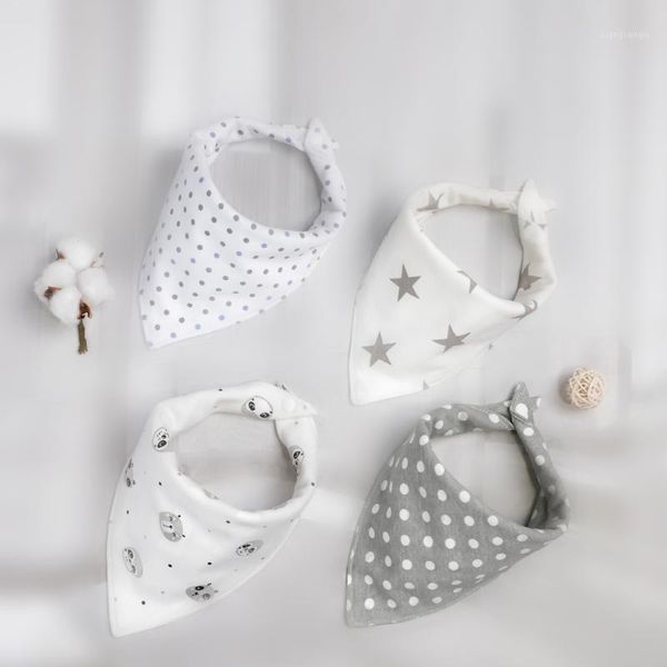 

baby bib soft cotton baby drool bibs cute triangle scarf comfortable drooling and teething 5 pcs towel saliva towel for newborn1, Slivery;white