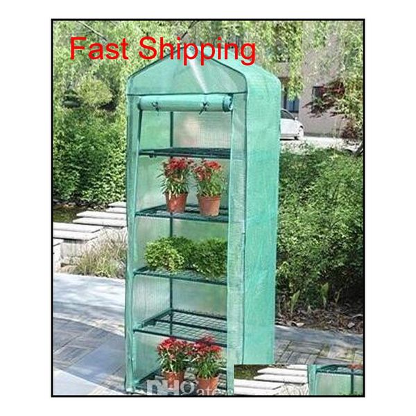 

garden greenhouses 4 shelves green house foldable iron tube with pe mesh cloth cover greenhouse portable mini out qylyof yh_pack