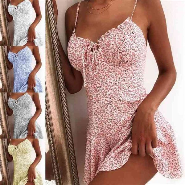 

summer dress women robe v neck floral print mini dress shoulder ruffle party backless a-line short, Black;gray