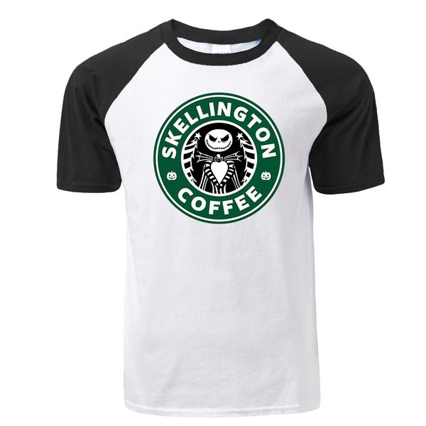 

halloween town the nightmare jack skellington coffee print raglan cool summer hip hop streetwear hooded sweatshirt hoodie men t shirt