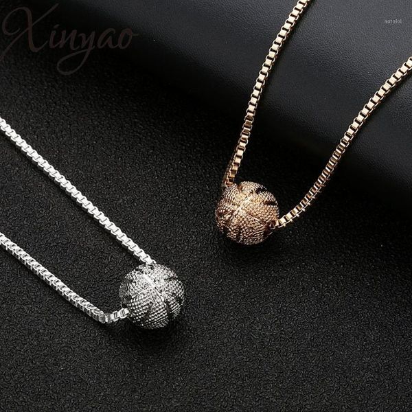 

xinyao sports basketball pendants necklaces 12mm beads charms necklaces 45cm copper box chains fit men women jewelry hip hop1, Silver