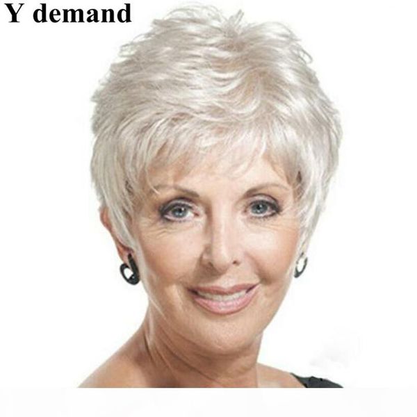 

mother gifts short wigs straight fluffy synthetic hair wigs for women white with hair net y demand, Black