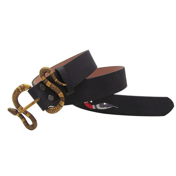 

western snake print leather snake buckle men belt vintage black green leather men strap belt 201110, Black;brown