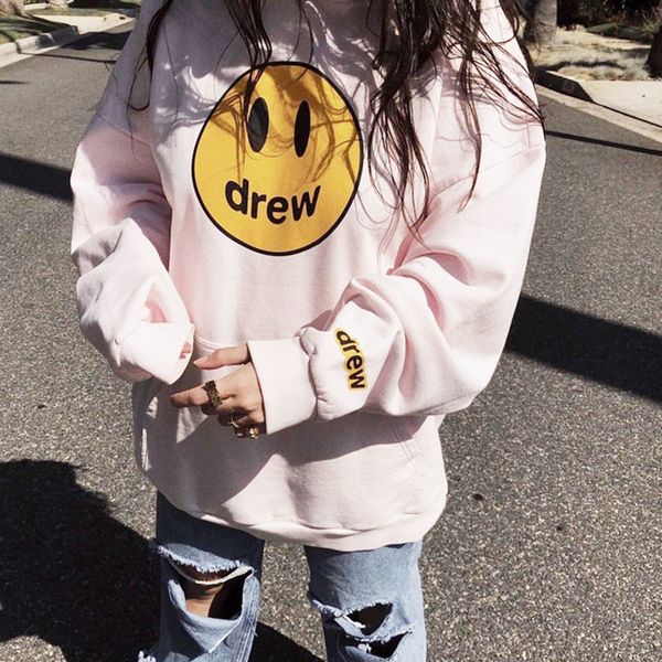 

2020 drew justin bieber smiley face house high street oversize plush hoodie hoodie