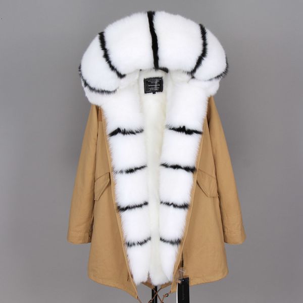 

2021 new female winter jacket royal natural fur collar long h86x, Black