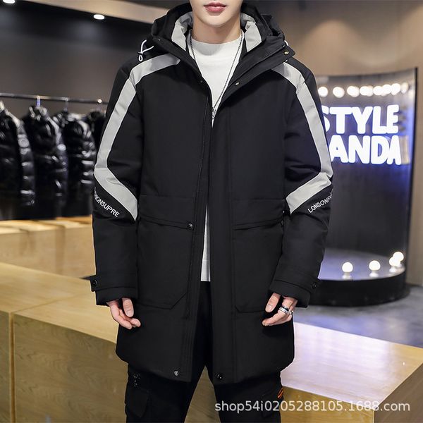 

light coat duck sweater student youth winter warm zipper men's down jacket, Black