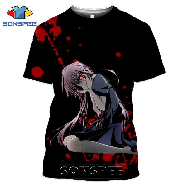 

anime future dairy mirai nikki horror cartoon mens 3d print shirts hippie comics aesthetic men clothing