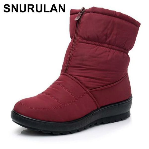 

snurulanpromotion women snow boots woman ankle platform wedges fashion slip-on waterproof winter new plus velvet warm shoese006 y200115, Black