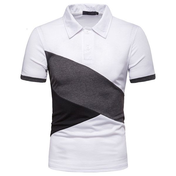 

new men's fashion summer turn-down collar polo, casual loose collage short sleeve polo, White;black