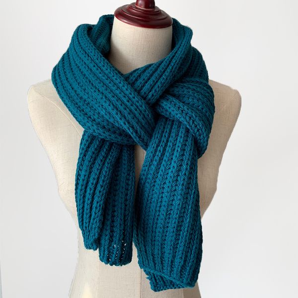 

scarf women winter korean version versatile student thickened solid coarse wool long ins simple knitted warm neck, Blue;gray