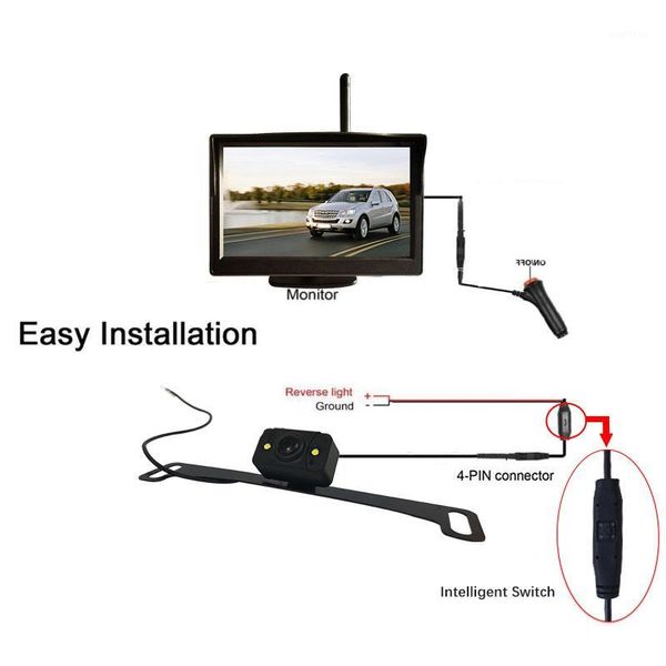 

5 inch car wireless monitor display lcd hd sn with waterproof night vision rear view reverse backup camera wx5301d1
