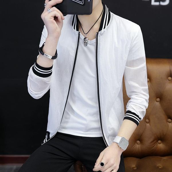 

2020 spring autumn new jacket male korean youth handsome jacket men trend thin section gown personality baseball clothing, Black;brown