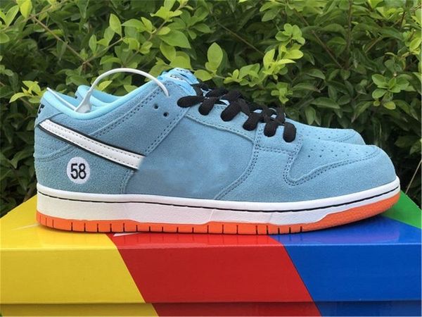

new authentic dunk sb low club 58 skateboard shoes blue chill safety orange black white sneaker men women outdoor sports shoes size 36-46