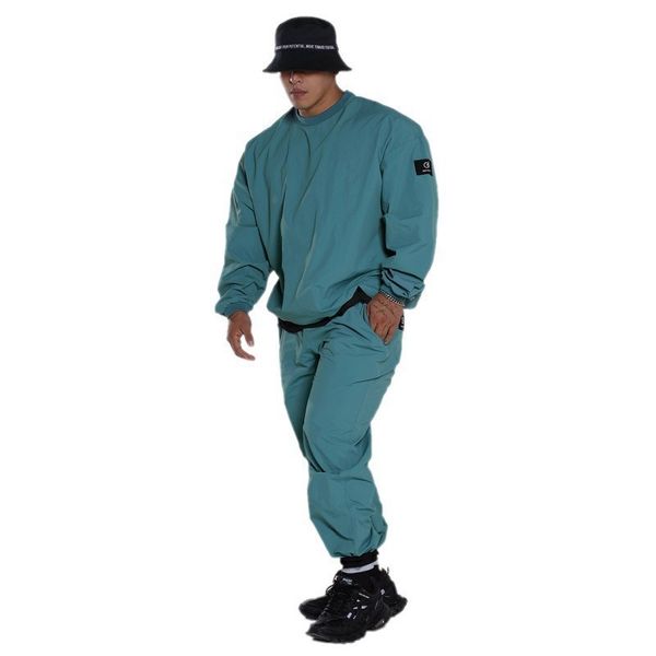 

muscle brother korean sports fitness men's long sleeve night running training suit loose pants, Black;gray