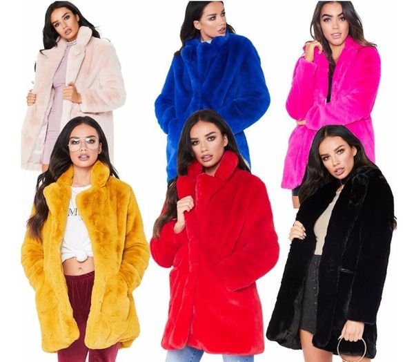 

women's fur & faux 2021 european and american style mid-length coat loose fluffy soft, Black